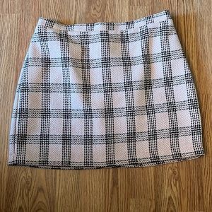 multicolored (light pink, navy,cream,and brown) tweed target skirt